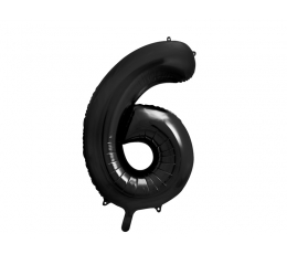 Folinis balionas "6", juodas (86 cm)
