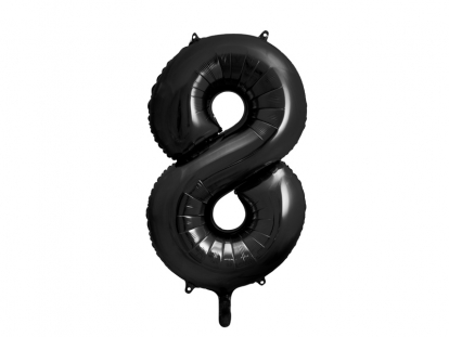 Folinis balionas "8", juodas (86 cm)