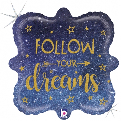 Folinis balionas "Follow your dreams", holografinis (46 cm)