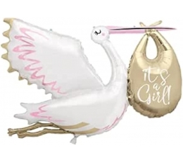 Folinis balionas "Gandras- It's a girl" (155 cm) 