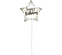 Folinis balionas "Happy Birthday Star" su pagaliuku (46 cm)