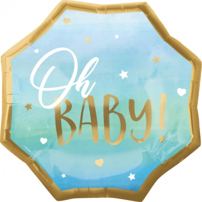 Folinis balionas "Oh Baby", žydras (55x55 cm)