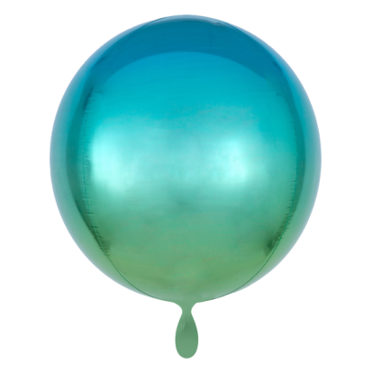 Folinis balionas-orbz, mėlynas-žalias ombre (38 cm)