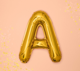 Folinis balionas-raidė "A", auksinis (35 cm) 1