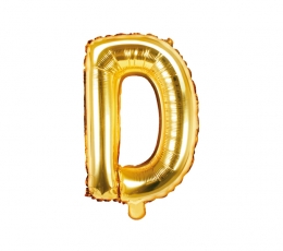 Folinis balionas-raidė "D", auksinis (35 cm)