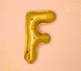 Folinis balionas-raidė "F", auksinis (35 cm) 1