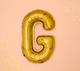 Folinis balionas-raidė "G", auksinis (35 cm) 1