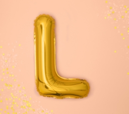 Folinis balionas-raidė "L", auksinis (35 cm) 1