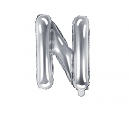 Folinis balionas-raidė „N“, sidabrinis (35 cm)