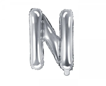 Folinis balionas-raidė „N“, sidabrinis (35 cm)