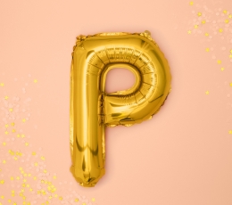 Folinis balionas-raidė "P", auksinis (35 cm) 1