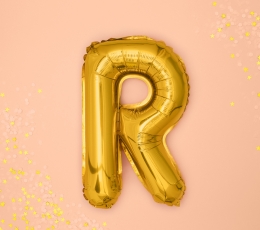 Folinis balionas-raidė "R", auksinis (35 cm) 1