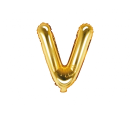 Folinis balionas-raidė "V", auksinis (35 cm)