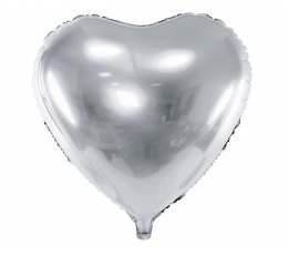 Folinis balionas "Sidabrinė širdis" (45 cm)