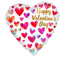 Folinis balionas-širdelė "Happy Valentine's Day" (43 cm)
