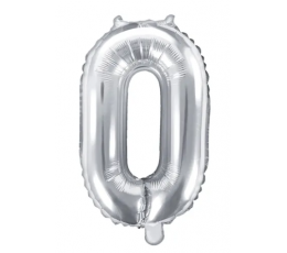 Folinis balionas-skaičius "0", sidabrinis (35 cm)