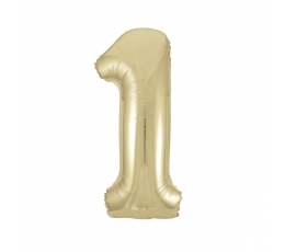 Folinis balionas-skaičius "1", šampaninis (86 cm)