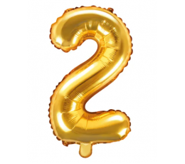 Folinis balionas-skaičius "2", auksinis (35 cm)