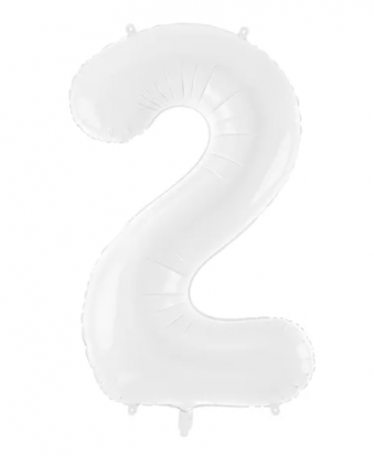 Folinis balionas-skaičius "2", baltas (86 cm)
