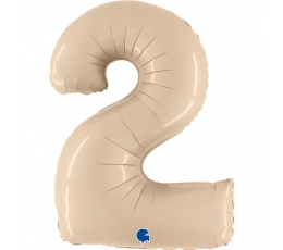 Folinis balionas-skaičius "2", kreminis (102 cm)