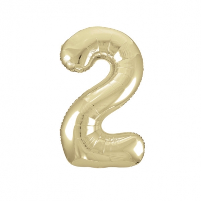Folinis balionas-skaičius "2", šampaninis (86 cm)