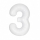 Folinis balionas-skaičius "3", baltas  (86.3 cm)