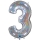 Folinis balionas-skaičius "3", holografinis  (66 cm)