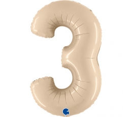 Folinis balionas-skaičius "3", kreminis (102 cm)