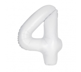 Folinis balionas-skaičius "4", baltas  (86 cm)