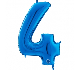 Folinis balionas-skaičius "4", mėlynas (66 cm)