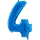Folinis balionas-skaičius "4", mėlynas (66 cm)