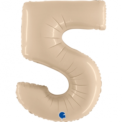 Folinis balionas-skaičius "5", kreminis (102 cm)