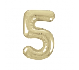 Folinis balionas-skaičius "5", šampaninis (86 cm)