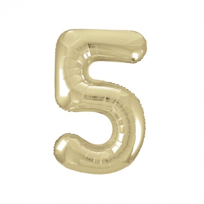 Folinis balionas-skaičius "5", šampaninis (86 cm)