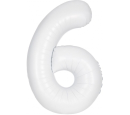 Folinis balionas-skaičius "6", baltas  (86.3 cm)