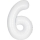 Folinis balionas-skaičius "6", baltas  (86.3 cm)