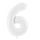 Folinis balionas-skaičius "6", baltas (86 cm)