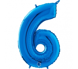 Folinis balionas-skaičius "6", mėlynas (66 cm)