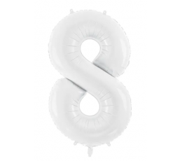 Folinis balionas-skaičius "8", baltas (86 cm)