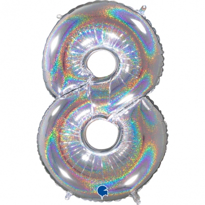 Folinis balionas-skaičius "8", holografinis  (66 cm)