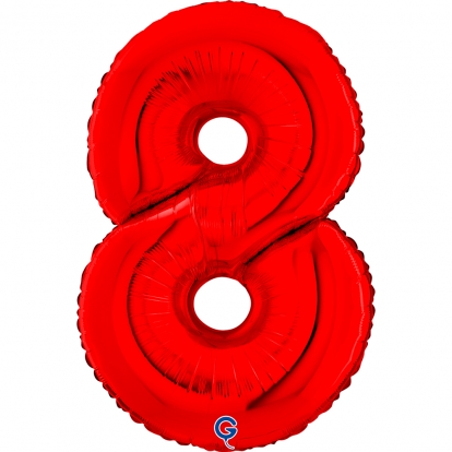 Folinis balionas-skaičius "8", raudonas (66 cm)