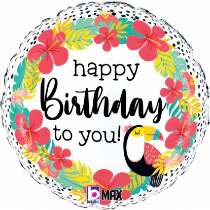 Folinis balionas "Tropical birthday" (35 cm)