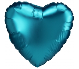 Folinis balionas "Vandenyno spalvos širdis", matinis  (43 cm)