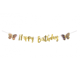 Forminė girlianda "Happy Birthday Butterfly" (2,13 m)