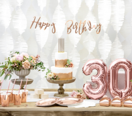 Forminė girlianda "Happy Birthday", rožinio aukso spalvos (62 cm) 1