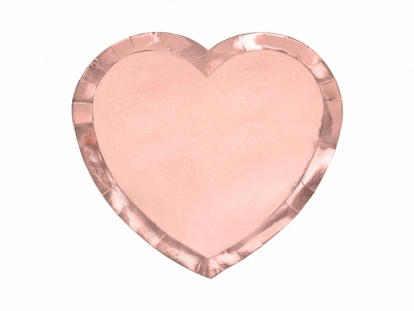 Forminės lėkštutės "Širdelė", rožinio aukso spalvos (6vnt./21x19 cm)