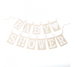 Girlianda "Baby Shower", lininė-smėlio spalvos (2,5 m)