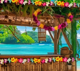 Havajietiška gėlių girlianda, spalvota (3 m.) 2