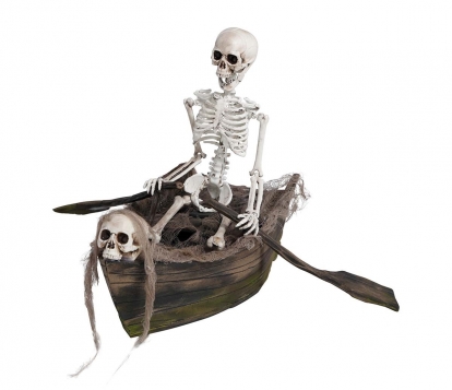 Interaktyvi dekoracija "Skeletas valtyje" (37X17 cm)