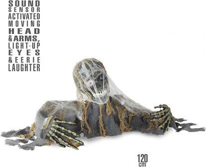 Interaktyvi dekoracija "Skeletas voratinklyje" (120 cm)